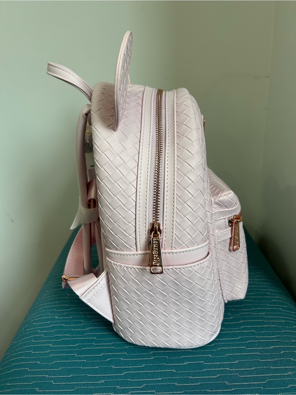 Disney Parks Loungefly Mini Backpack - Blush Pink Woven Mickey - Picture 9 of 10